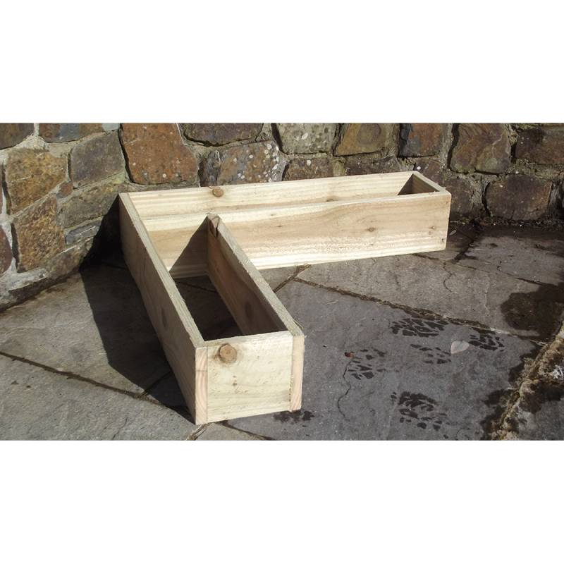 Rough Sawn Corner Shaped Garden Trough Planter - 3 sizes