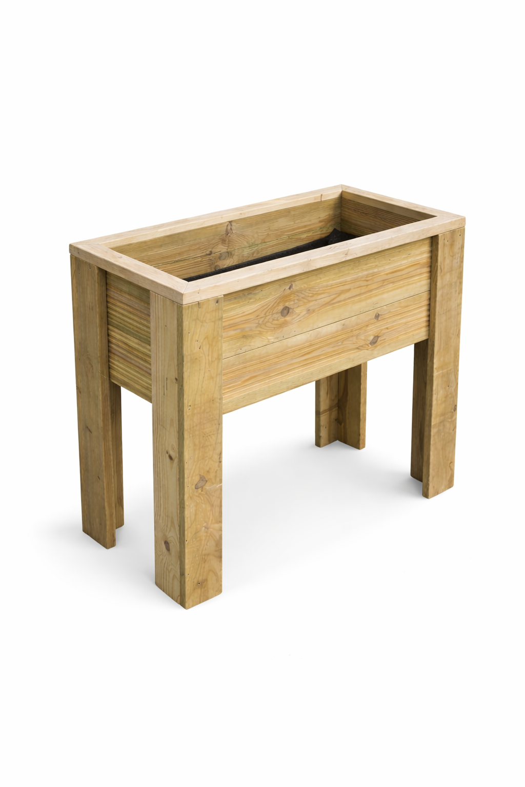 Raised wooden garden planter product on white background