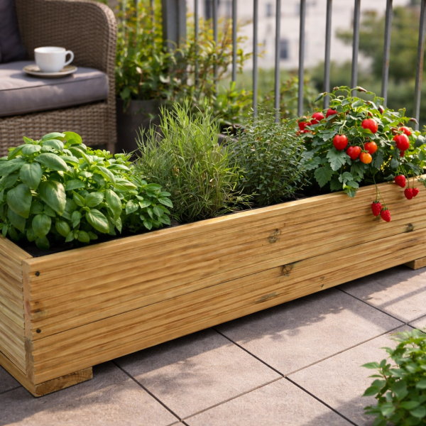 Narrow Decking Garden Trough Planter 20cm wide x 33cm high - Various Lengths