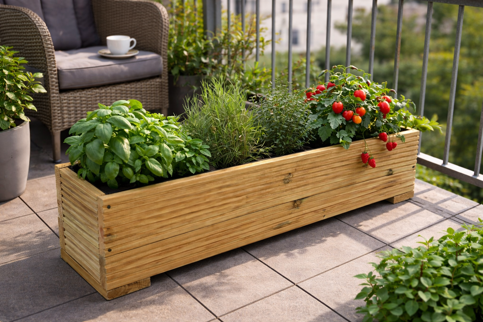 Narrow Decking Garden Trough Planter 20cm wide x 33cm high - Various Lengths