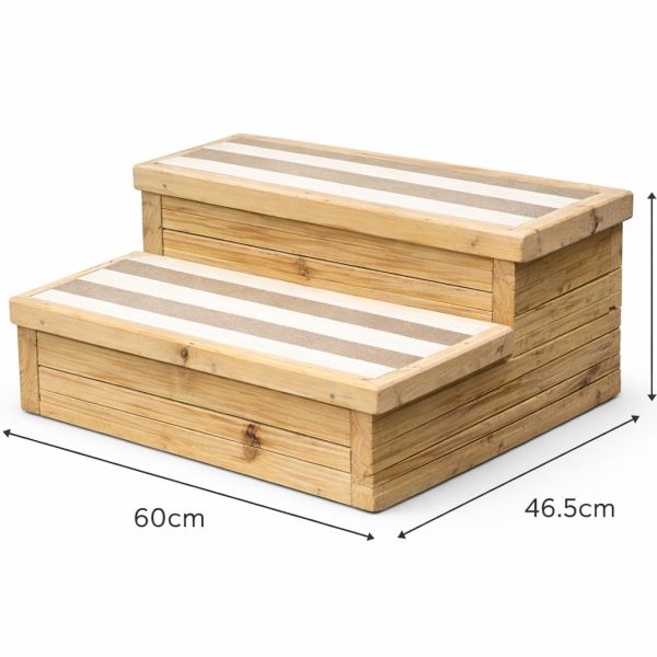 Decking steps technical diagram showing 31cm height 60cm width 46.5cm depth