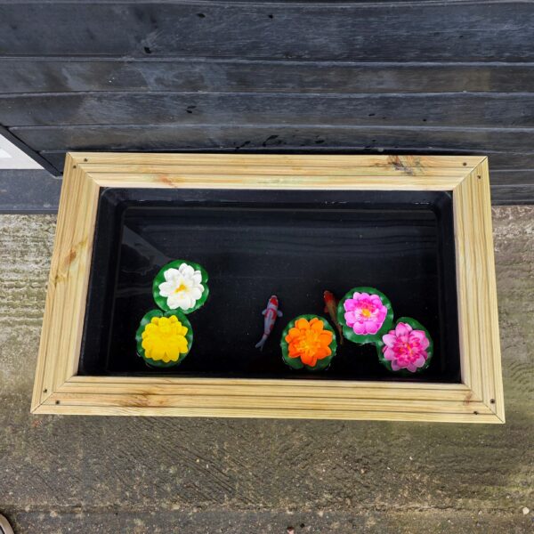 Garden Pond Water Feature Fish Pond in decking surround