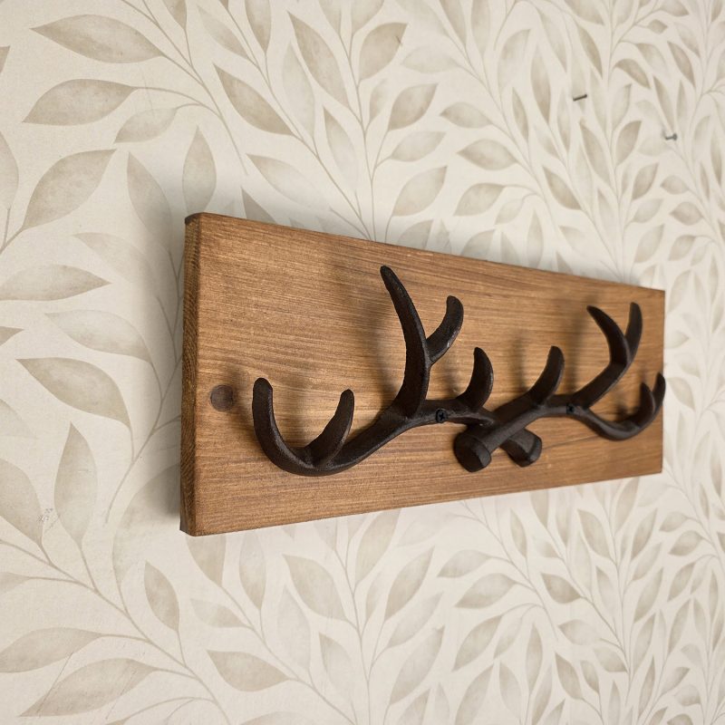 Wall Mounted Cast Iron Antler Coat Hooks (10 points)