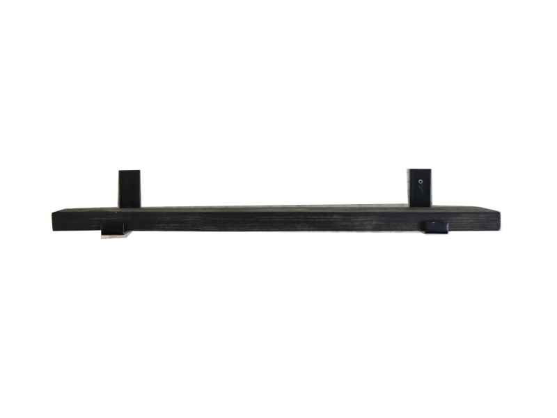 Rustic Reclaimed Scaffold Board Shelf Ebony Finish with Brackets & Fixings