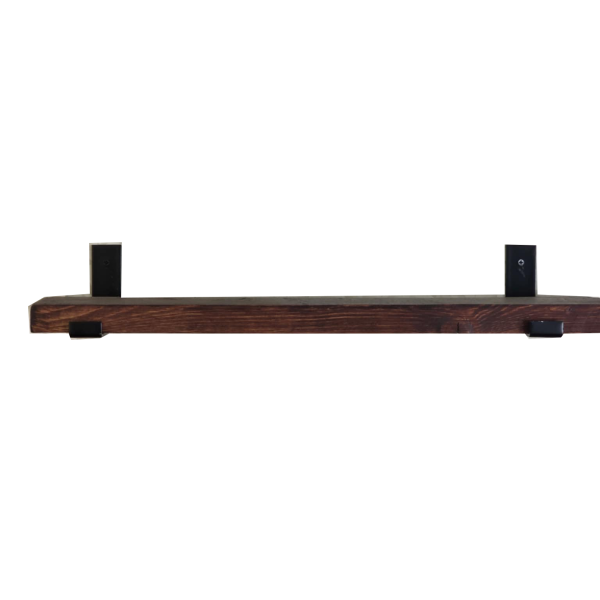 Rustic Reclaimed Scaffold Board Shelf Rich Mahogany Finish with Brackets & Fixings