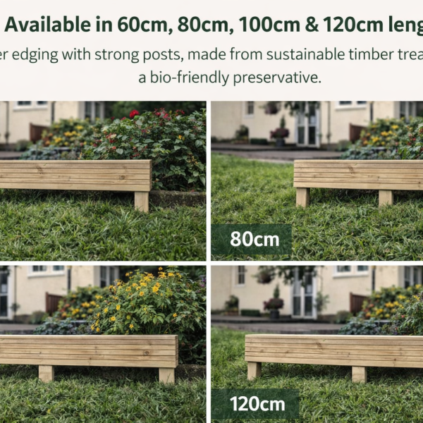 Wooden lawn edging installed in grass creating clean garden border