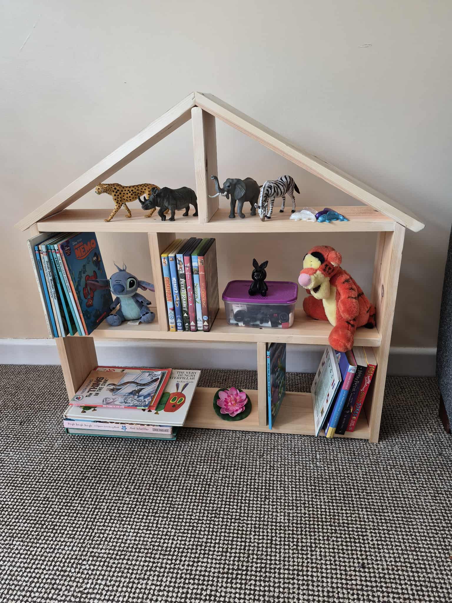 Dolls House Wooden Shelf Unit Shelves kids children's bedrooms playrooms free standing or wall mounteduntedunted